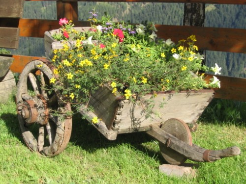 Uriger Blumenwagen
